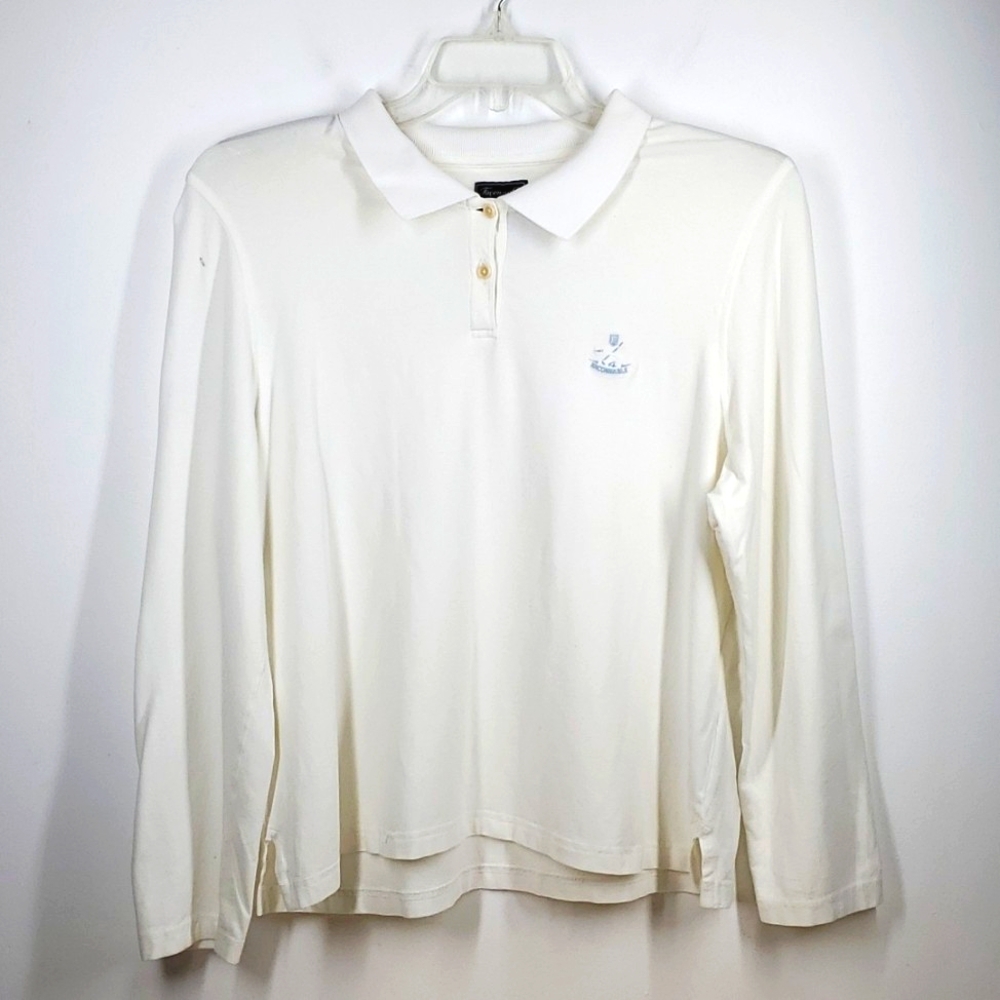 Faconnable Cotton White Long Sleeve Polo Shirt XL